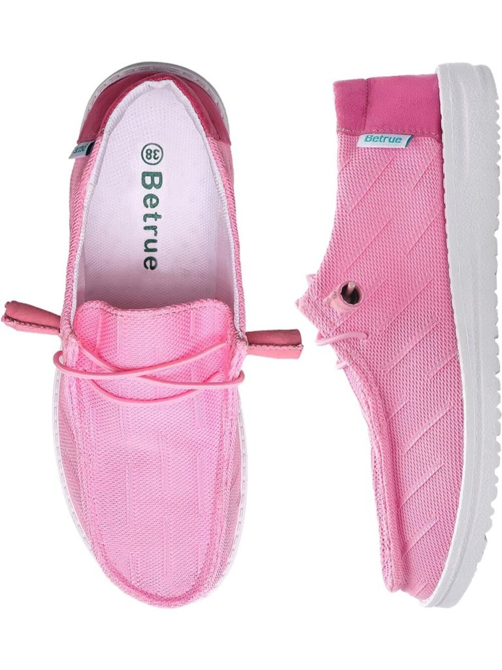 🆕Women's Rose Red Lightweight Boat Shoes Casual Loafers, Slip On Deck Shoes